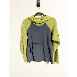 Melanzana Mens Micro Grid Hoodie Polartec Fleece Pullover Green Black Medium
